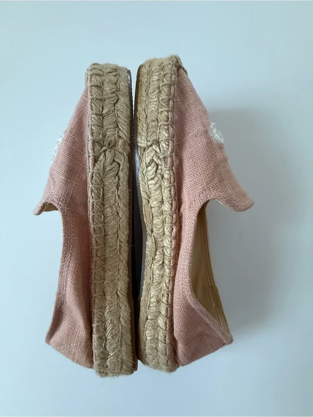 Soludos Pink Linen 'Ciao Bella' Embroidered Espadrilles